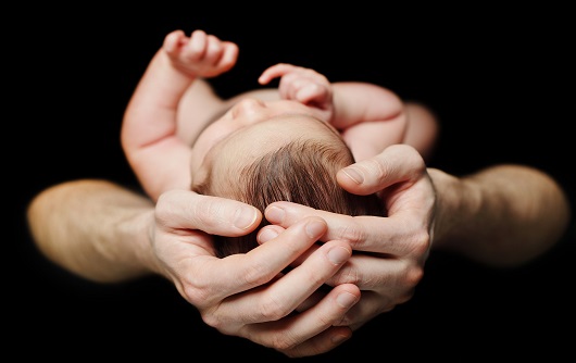 Male Hands With Baby - Parental Love And Care